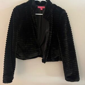 Betsey Johnson Black Faux Fur Teddy Jacket